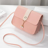 Genuine Leather Small Square Crossbody Bag Ladies Handbags Girls Summer - pink-