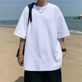Solid Polyester T-Shirt for Men – Basic Casual Oversized Tee Quality Unisex Short Sleeve Top