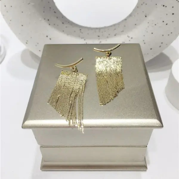Vintage Style Classification Gold Tassel Drop Earrings