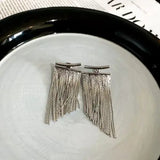 Vintage Style Classification Gold Tassel Drop Earrings - Silver