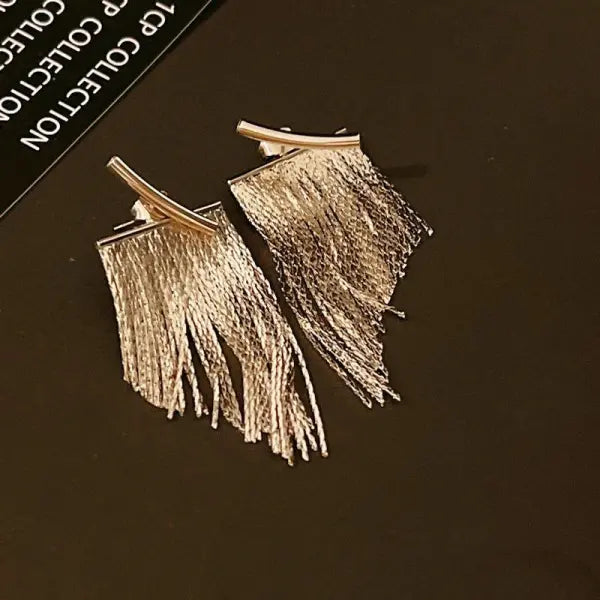 Vintage Style Classification Gold Tassel Drop Earrings