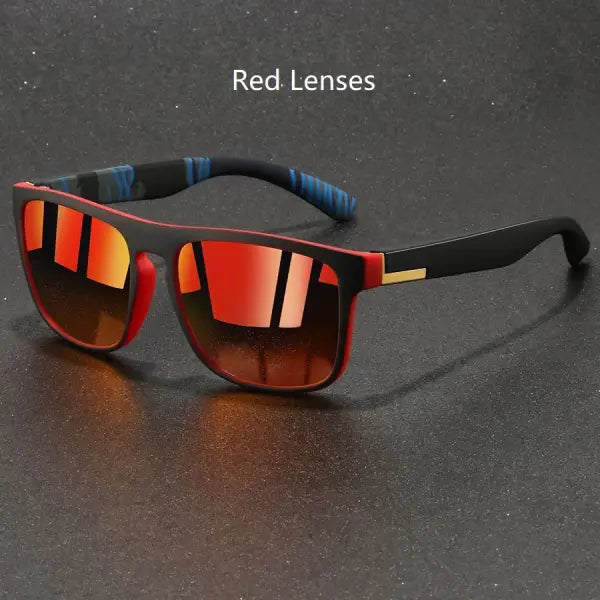 Fashion Vintage Square Sports Sunglasses for Men and Women - Red Lenses