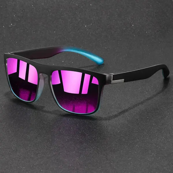 Vintage Square Sports Sunglasses with Ice Blue Fashion Lenses