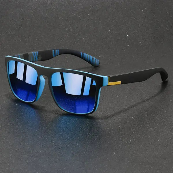 Vintage Square Sports Sunglasses with Ice Blue Fashion Lenses