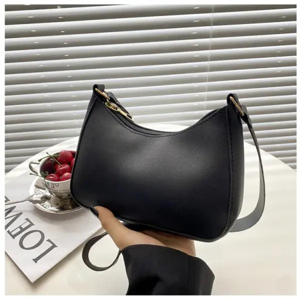 Trendy Solid Color Small Square Shoulder Armpit Bag - black