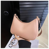 Trendy Solid Color Small Square Shoulder Armpit Bag - Pink