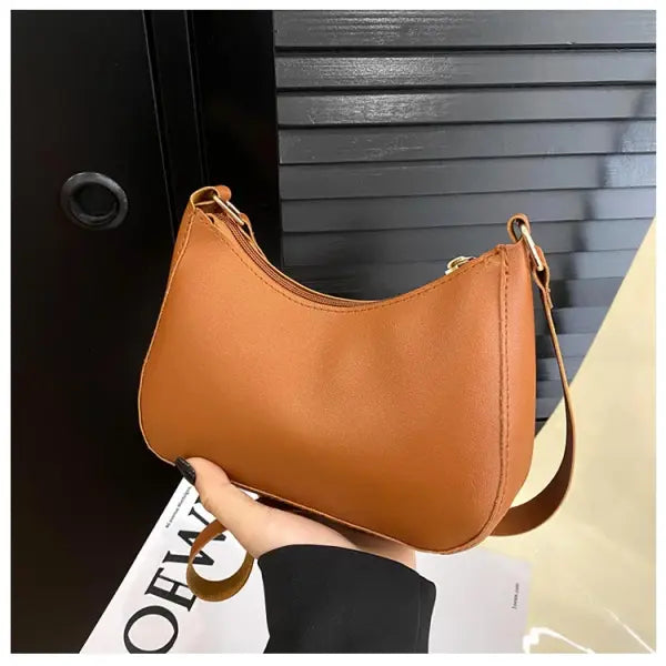 Trendy Solid Color Small Square Shoulder Armpit Bag - BROWN