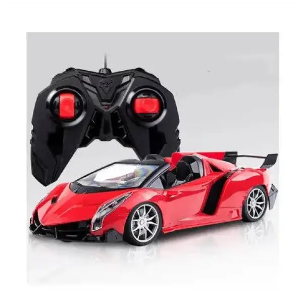 Red fast RC car with black controller for thrilling remote control racing