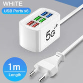 Fast USB Charger 6 in 1 Power Strip Desktop Charging Station Fast Charging 1m Cord USB HUB Adapter Socket for iPhone 16