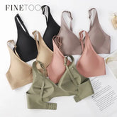 FINETOO Soft Wireless Bra Women Deep V Bras Sexy Bralette Padded Bra S-XL Female Seamless Underwear Comfortable Ladies