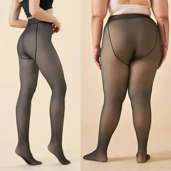 Side-by-side comparison of fleece lined thermal stockings on diverse body types