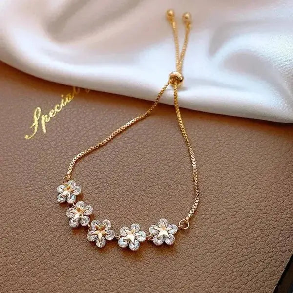 Floral Bracelet with Shiny Rhinestone Elegance for Timeless Style - Himpall