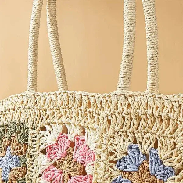 Floral Handbag Featuring a Stylish Handwoven Straw Bag for Summer