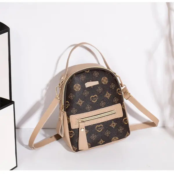 Floral PU Leather School Bag and Ladies Fashion Flower Backpack - Pink
