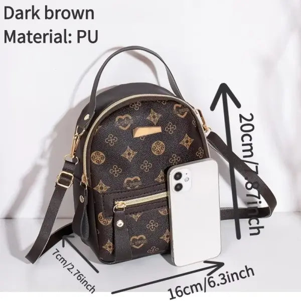 Floral PU Leather School Bag and Ladies Fashion Flower Backpack - Pink
