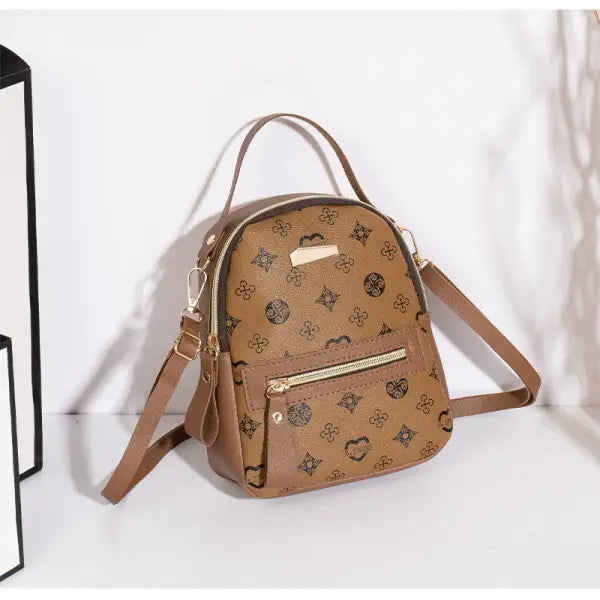 Floral PU Leather School Bag and Ladies Fashion Flower Backpack - Pink