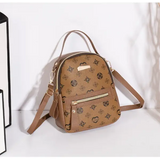 Floral PU Leather School Bag and Ladies Fashion Flower Backpack - Khaki
