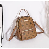 Floral PU Leather School Bag and Ladies Fashion Flower Backpack - Pink