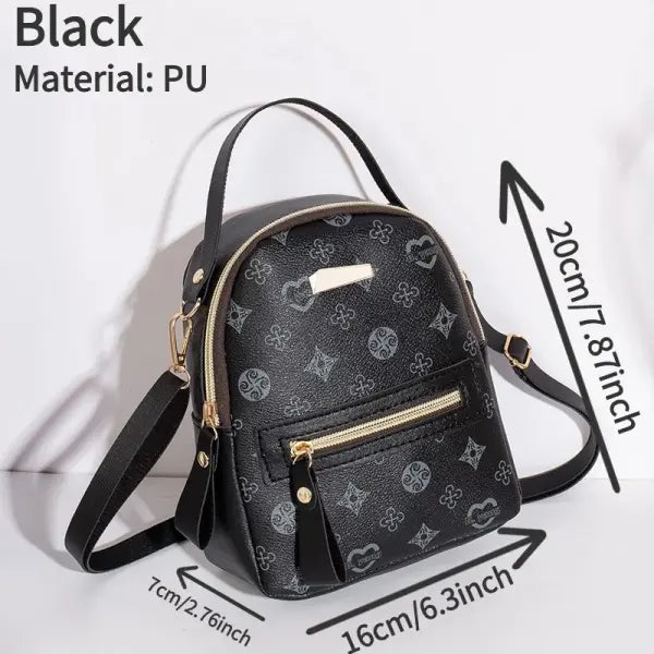 Floral PU Leather School Bag and Ladies Fashion Flower Backpack - Pink
