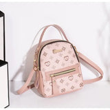 Floral PU Leather School Bag and Ladies Fashion Flower Backpack - Pink