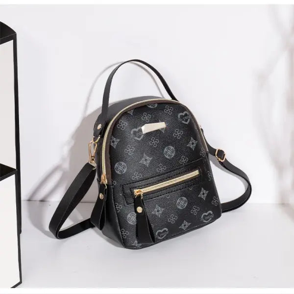 Floral PU Leather School Bag and Ladies Fashion Flower Backpack - Pink