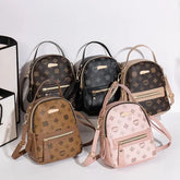 Floral PU Leather School Bag and Ladies Fashion Flower Backpack - Pink