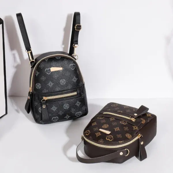Floral PU Leather School Bag and Ladies Fashion Flower Backpack - Pink