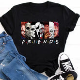 Stephen King Horror Characters Cartoon T-Shirt for Women – Friends Style Print Oversized Halloween Fashion Tee
