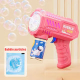 Automatic Bubble Gun Rocket ABS Plastic Lithium Battery Outdoor Play - pink