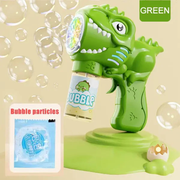 Automatic Bubble Gun Rocket ABS Plastic Lithium Battery Outdoor Play - Dinosaur Green