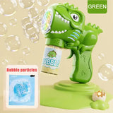 Automatic Bubble Gun Rocket ABS Plastic Lithium Battery Outdoor Play - Dinosaur Green