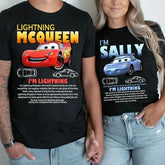 Fun Sally & Lightning McQueen T-Shirt – 100% Cotton Tee for Men & Women New Arrival Couple Gift