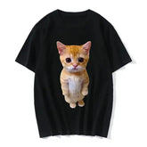 Funny 3D Cat Print Oversized T-Shirt – Casual Harajuku Tee for Women & Men Unisex Fashion Top - D1363A-Black / XXXL