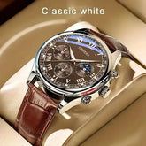GENEVA High Quality Men’s Luxury Belt Fashion Quartz Watch Men Round Business Student Sport Waterproof Glow Clock