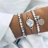 Geometric Bracelet Bohemian Four-Piece Handmade Jewelry Set - White