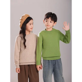 Girl Boy Sweater Fashion Versatile Pullovers Sweater 100% Merino Wool Thicken Autumn Winter Knitted Children’s Clothes