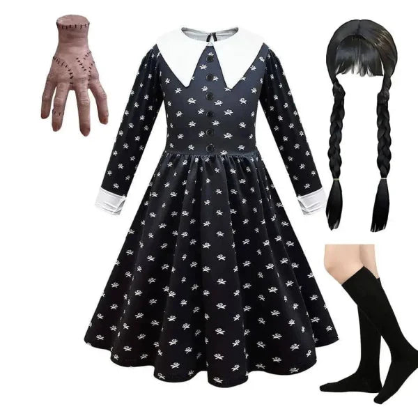 Girls Wednesday Addams Costume for Spooky Celebrations - Himpall