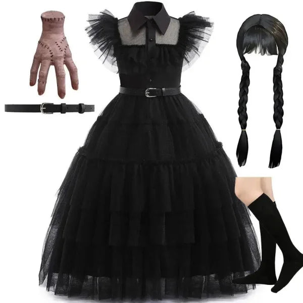 Girls Wednesday Addams Costume for Spooky Celebrations - Himpall