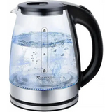 Glass electric kettle with 1.8L capacity, blue LED illumination