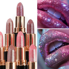 Glitter Metallic Lipstick – Waterproof & Long-Lasting Pearlescent Shine - Himpall