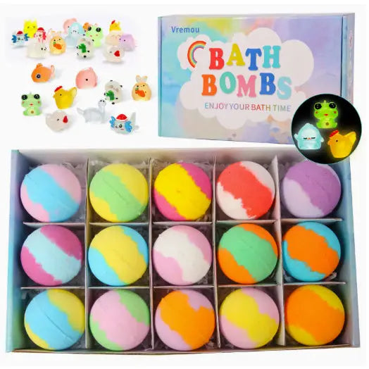 Glow-in-the-Dark Bath Bombs doll set for kids (multi) – fizzing bubble fun - 15pcs glowing - None