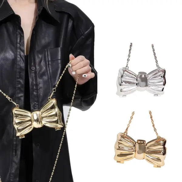Golden Heart Shaped Luxury Designer Handbags and Evening Bag - Pink