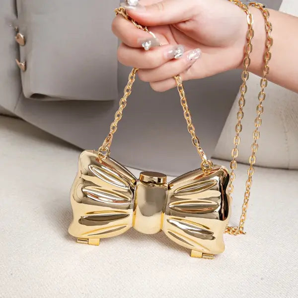 Golden Heart Shaped Luxury Designer Handbags and Evening Bag - Pink