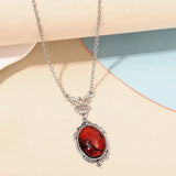 Gothic Blood Red Quartz Charm Necklace