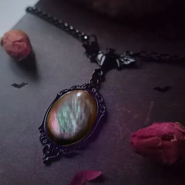 Gothic Blood Red Quartz Charm Necklace