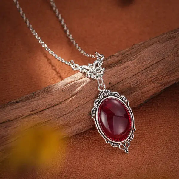 Gothic Blood Red Quartz Charm Necklace - YA3004-3 / 40cm
