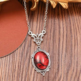 Gothic Blood Red Quartz Charm Necklace