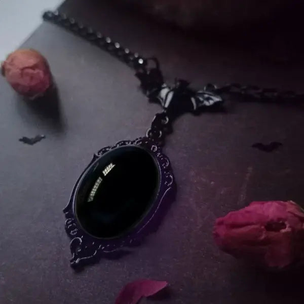 Gothic Blood Red Quartz Charm Necklace