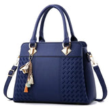 Gusure Luxury Women Crossbody Bag PU Leather Large Tote - 31x14x23cm / dark blue