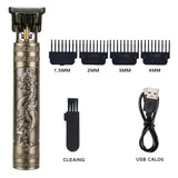 Men rechargeable clipper razor material black vintage grooming tool - C649-gold